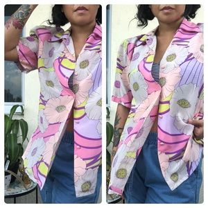 Bright Bold Vintage Pattern Pink Shirt